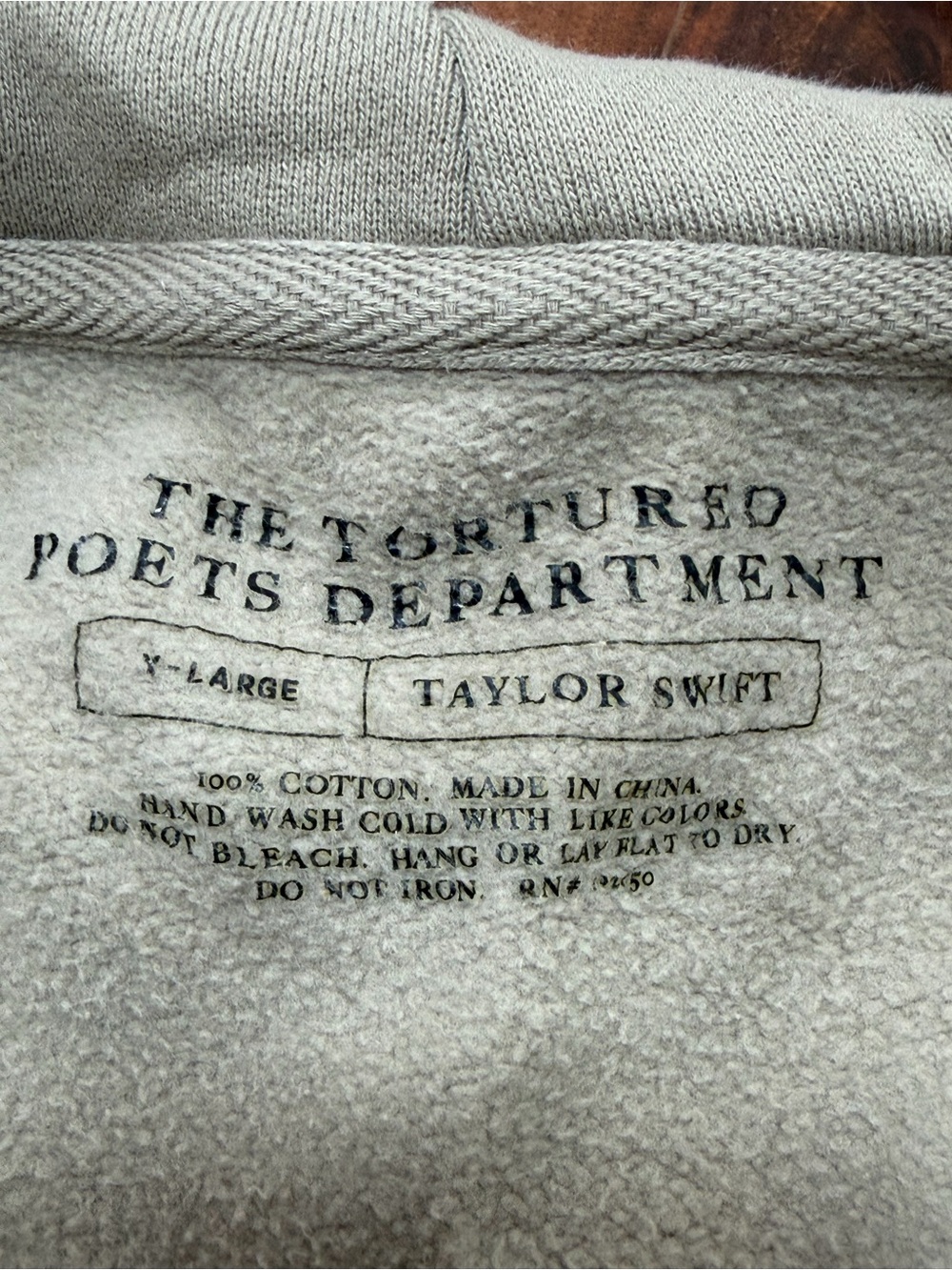 Taylor Swift Tortured Poets Department TTPD Beige Hoodie Sweatshirt Size XL - Picture 6 of 8
